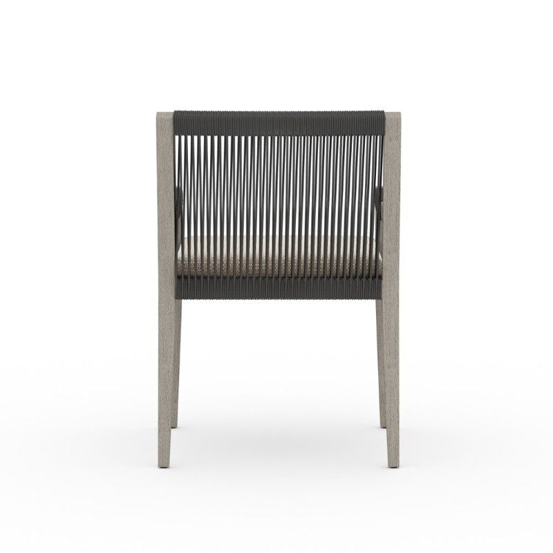 Sherwood Outdoor Dining Armchair, Faye Sand, Weathered Gray