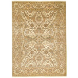 Hand Knotted Wool Oriental Area Rug in Ivory And Brown