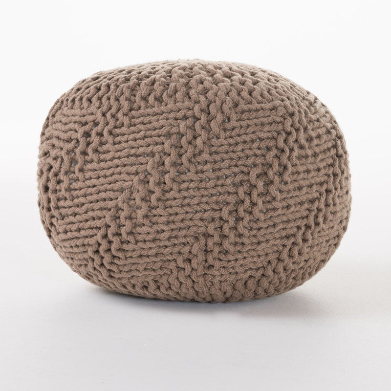 RuckeR Upholstered Pouf, Light Brown Polyester Blend