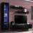 Wabasso 85" Modern Floating Wall Mounted Entertainment Center with 16-Color LED Lighting, High Gloss Finish-1539783138