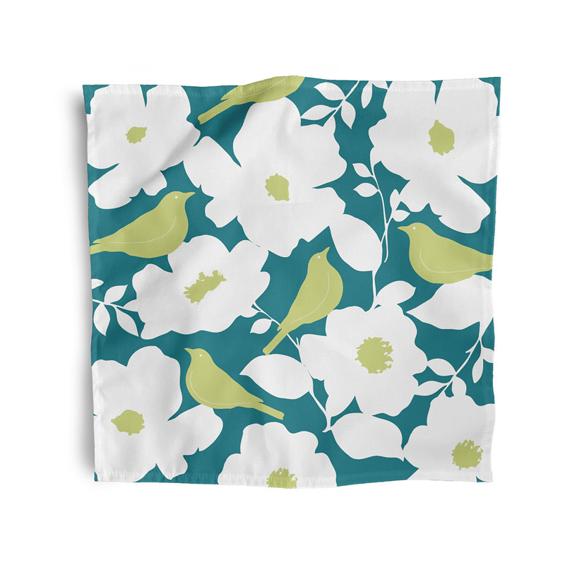 Chatrine Mod floral Napkins, Teal