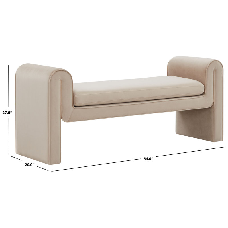 Garth Velvet Bench, Light Brown