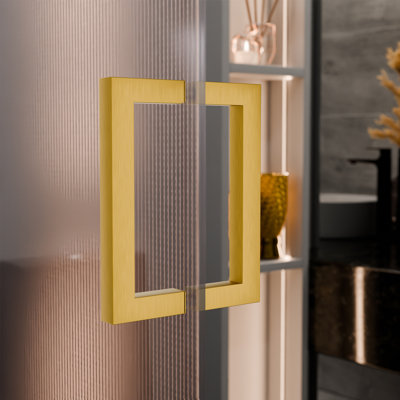 Brixwell SQPH6X6SB Square Tubing Back-to-Back Pull Handle 6" Center To Center 6-3/4" Length Satin Brass Finish