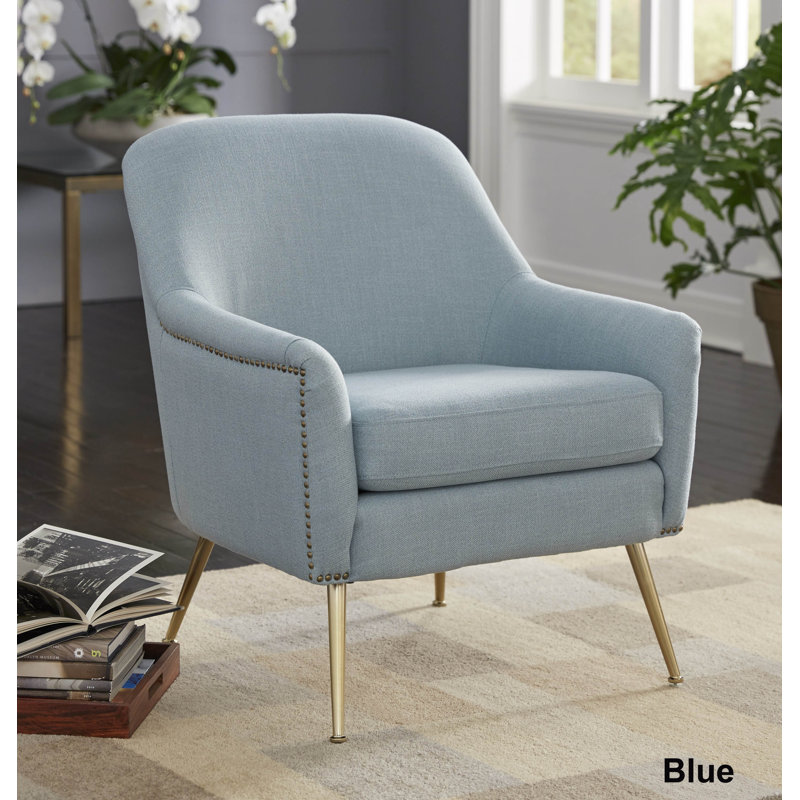 Beauford Upholstered Armchair, Blue Polyester Blend