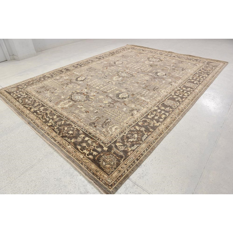 Transitional One-of-a-Kind Rectangle 8'7" x 11'8" Rectangle Wool Area Rug in Tan
