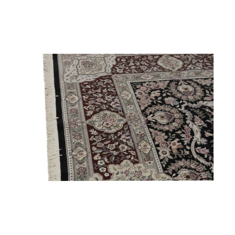 Tapis noir et vin noué à la main de haute qualité