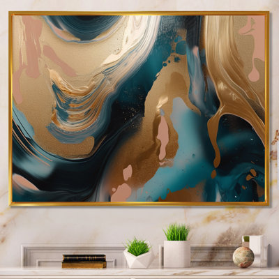 Or et vert marbré Euphoria II - impression sur toile de marbre abstrait