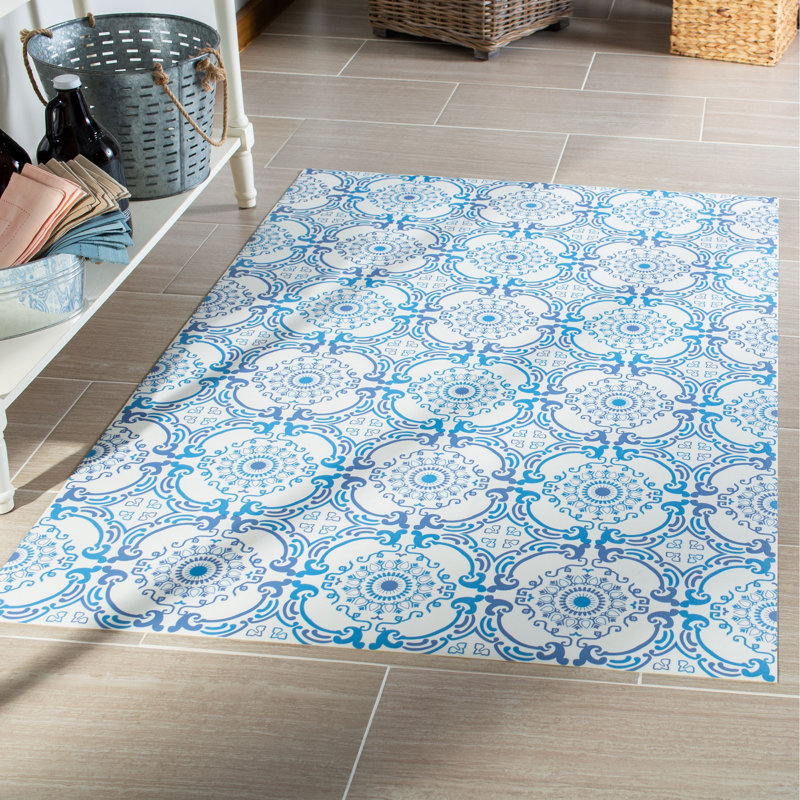 Tiago Floral Water Resistant Non-Skid Kitchen Mat, Rectangle 3'3" x 5'