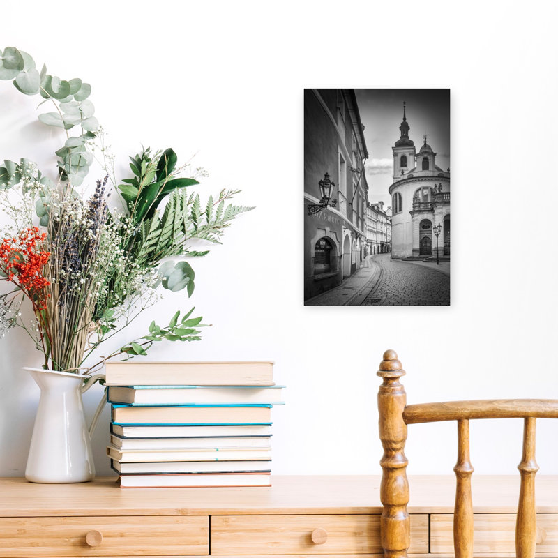 Historic Prague Street Scene Abstract Contemporary Architecture City Wall Art Print 1 Piece Wrapped Canvas Wall Art
