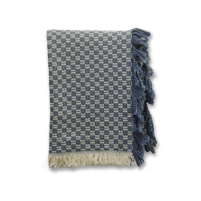 Jeté tissé 46 x 67, Bleu à carreaux 1