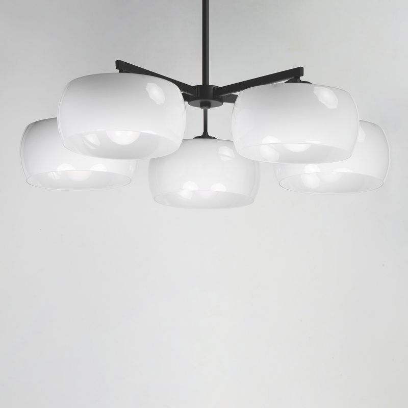 Lustre émaillé, Noir, 5 Lights