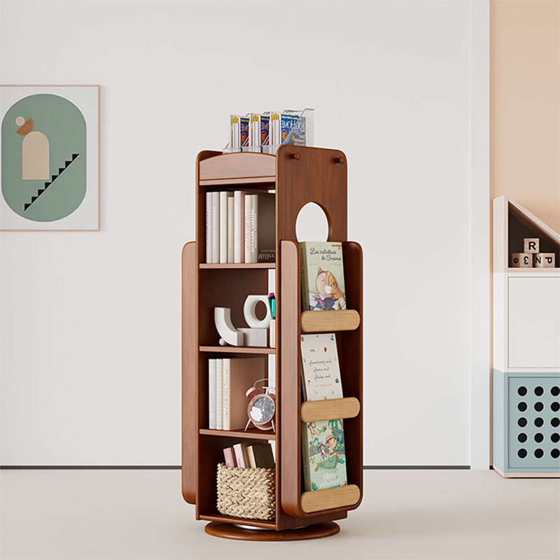 Walnut Modern Solid wood rotating bookshelf, Walnut