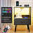 2 Pack Modern Nightstand with Charging Station, LED Light and Fabric Drawers-1651829718