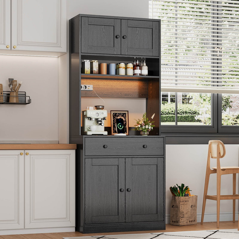 180 cm H Stainless Steel Standard Pantry / Tall Cabinet, Black