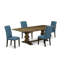 Ensemble de table de salle à manger 5 pièces comprenant une table de cuisine rectangulaire avec rallonge amovible et 4 chaises de salle à manger Parsons en tissu bleu, Jacobean-1840874792-1840874797-1840874771