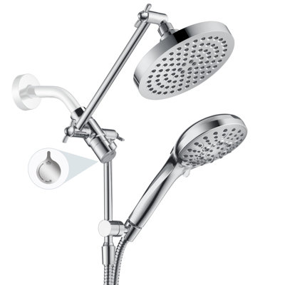 Handheld Rainfall Shower Head With Power Wash, High Pressure Dual Spray, Adjustable Extension Arm, 3-Way Diverter, 9 Spray Modes & 69" Hose