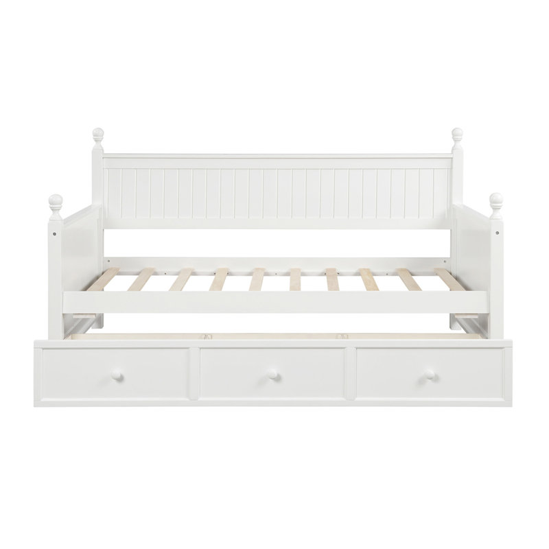 Wood Daybed With Three Drawers, Twin Size, No Box Spring Needed, Combining Comfort And Storage For Modern Living, White