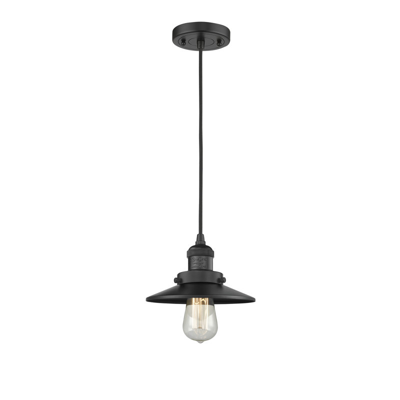 Luminaire suspendu 1 lumière à cône simple Vistawood, H 127,25 po x l 8 po x P 8 po, Noir mat, Noir mat