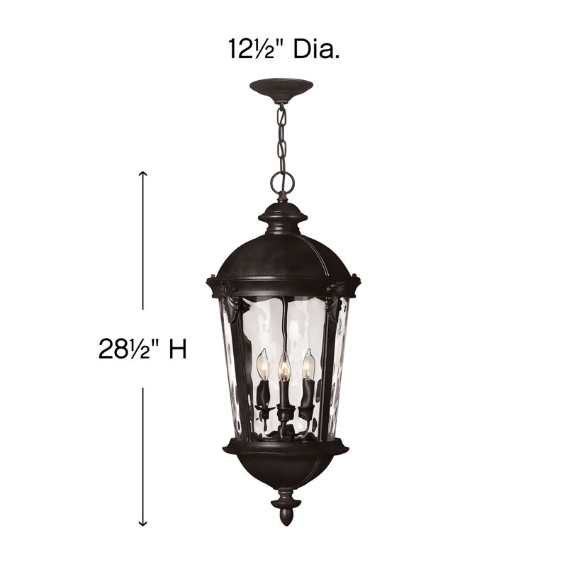 Windsor 4 -Bulb 28.5" H Outdoor Hanging Lantern, Black