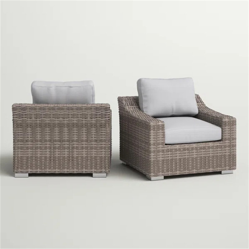 Chaise de patio entièrement assemblée avec coussins 2 (excluant la table), Gris, Gris