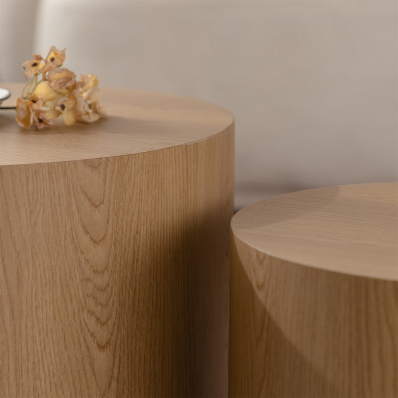 Table basse gigogne 2 pièces, 15.16" H x 18.9" L x 18.9" W, Naturel