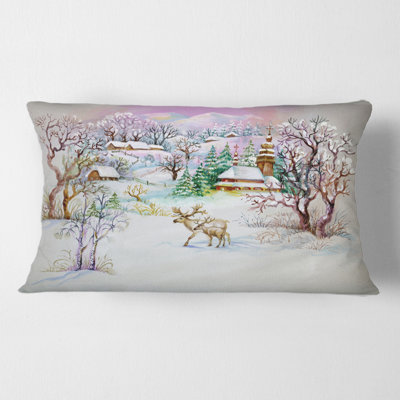 Winter Village Life Rectangular Pillow Cover & Insert