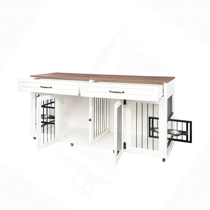 Cage pour chien, convenant aux chiens de taille moyenne à grande, cage de style meuble, avec cage en bois à double porte