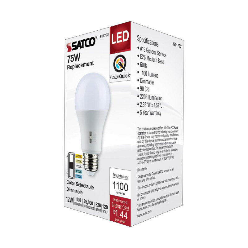 14 Watt White LED Bulb, 75 Watt Equivalent