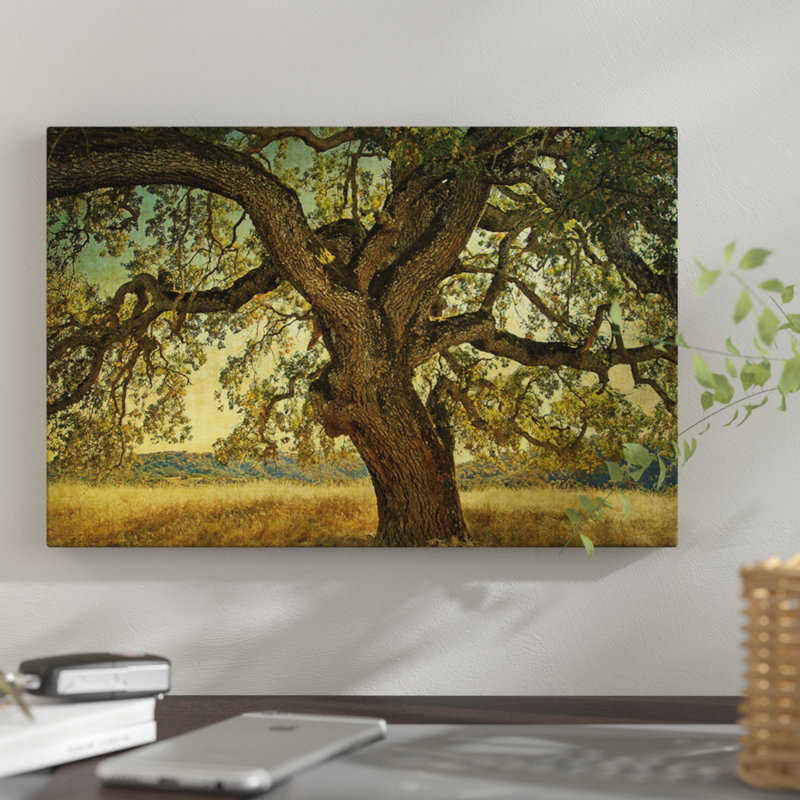 «Blue Oak Silhouette», reproduction d'impression sur toile tendue, H 12 po x l 18 po x P 1,5 po, Toile tendue, Pas de tapis