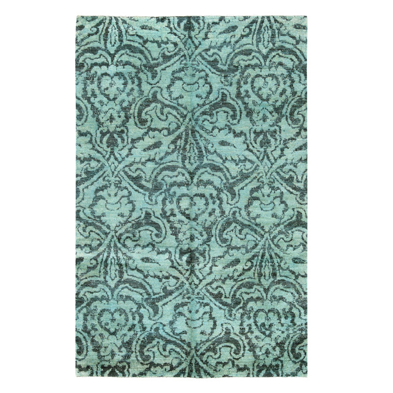 Tapis vert noué à la main de haute qualité