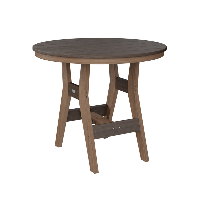 Harbor Outdoor Round Bar Table, Brazilian Walnut, Antique Mahogany