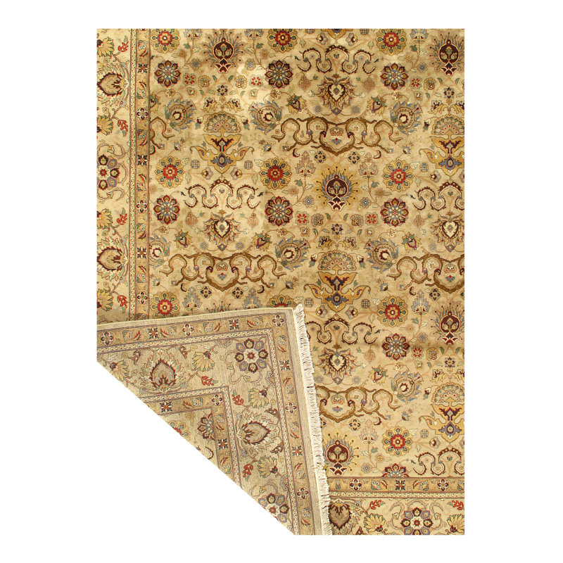 Tapis unique noué à la main brun / beige 10 pi x 14 pi Agra