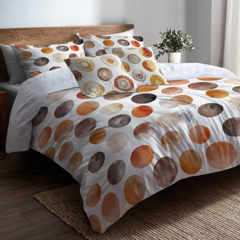 Ensemble de literie à motif géométrique 5 pièces - Housse de couette et coussin décoratif Yelorange