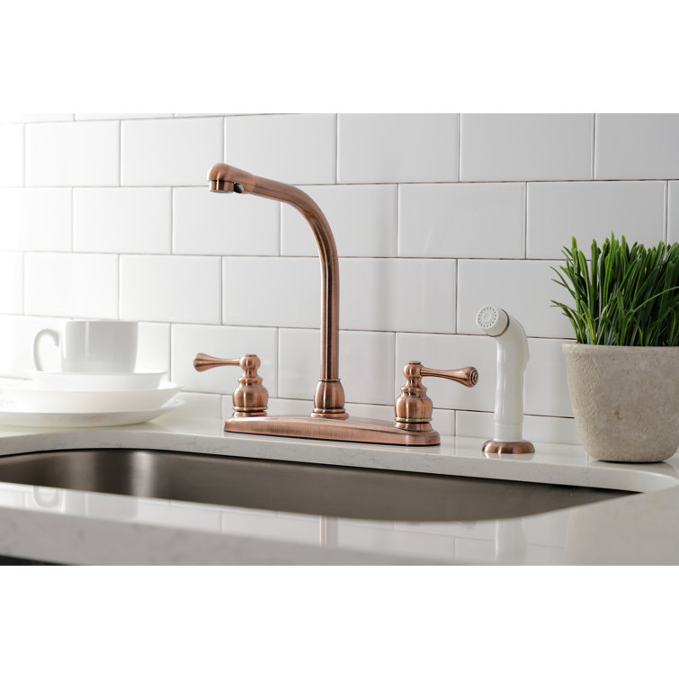 Kingston Brass Two-Handle 4-Hole 8" Centerset Kitchen Faucet with Side Sprayer
