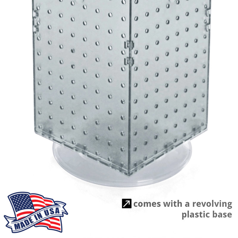 White Four-Sided Revolving Pegboard Counter Display with Hooks