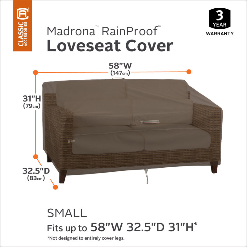 Nathanael Outdoor Patio Sofa Cover, 31" H x 58" W x 32.5" D