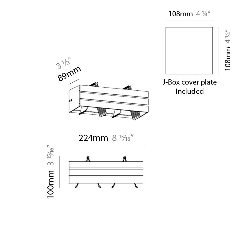 Paral.Lel 2-Light Flush Mount, Brushed Aluminum