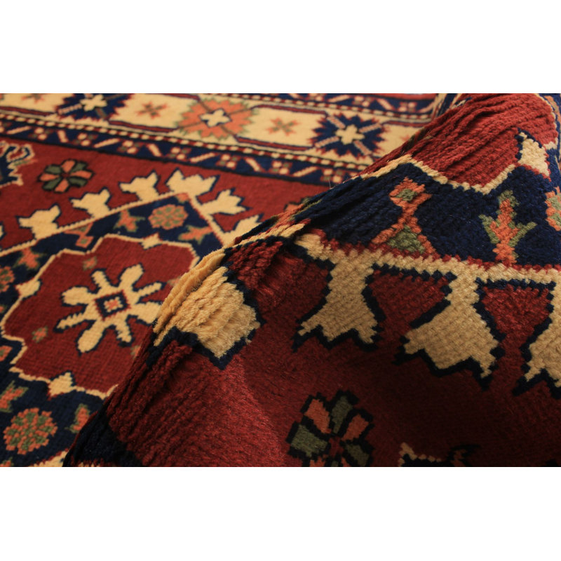 Tapis de couloir unique en laine noué à la main Kargahi années 2010 brique / noir / crème 2 pi 9 po x 10 pi 9 po Bermudes