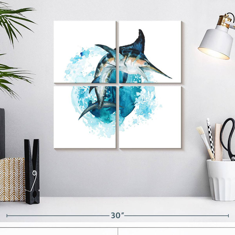 Brampt Blue Marlin Splash, 18" H x 18" W