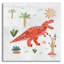 Art mural en verre épique «Dino Fun 4» par Farida Zaman, 12 po x 12 po