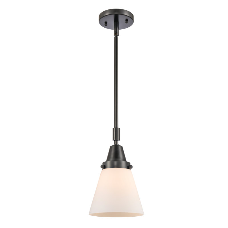 Luminaire suspendu conique 1 lumière Ashwath, Blanc mat, H 42,12 po x l 6 po x P 6 po, Noir mat