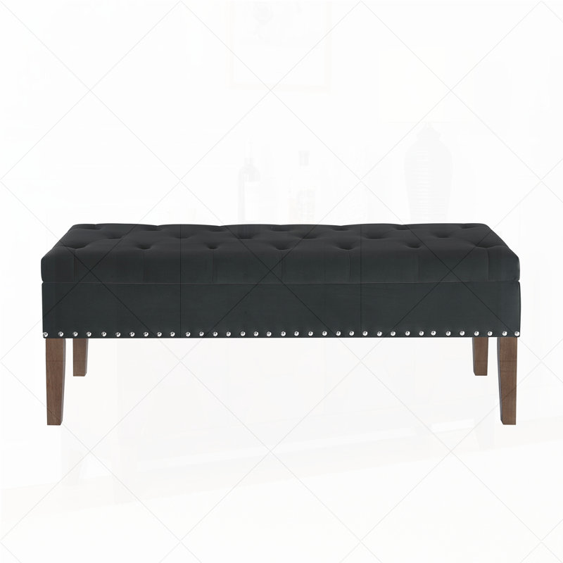 Banc capitonné avec rangement, Noir, noir, noir, noir