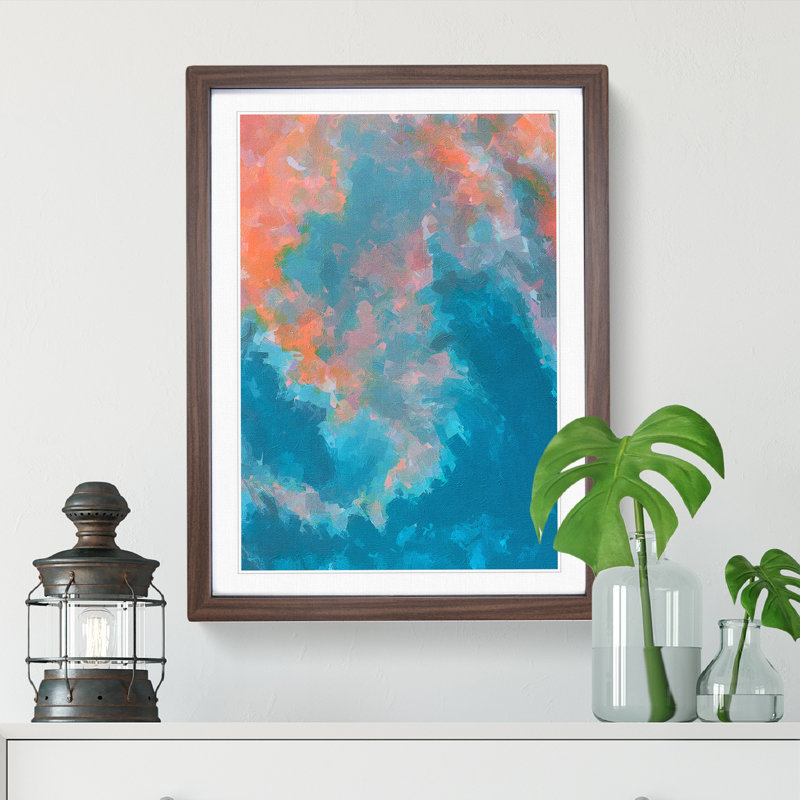 Merge the Two Abstract - Framed Print, 46cm H x 34cm W x 2cm D, Walnut
