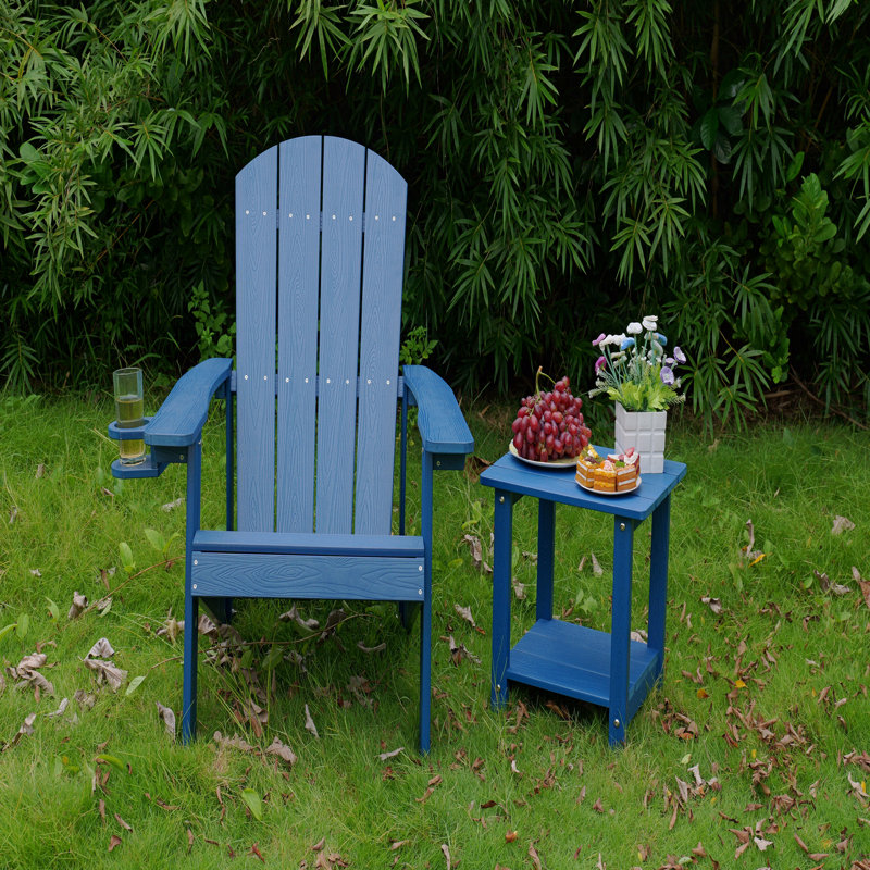 Outdoor Patio Lounge Chair, Dark Blue Color, Made Of Sturdy HIPS Material, Equipped With 304 Stainless Steel Accessories
