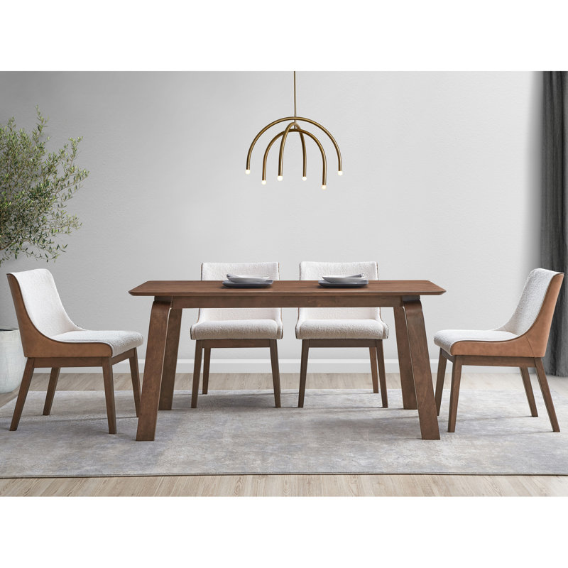 Table de salle à manger au fini noyer exquis, espace de repas spacieux, pieds en bois cintré, style des pieds en matériau synthétique, bois, attrait classique