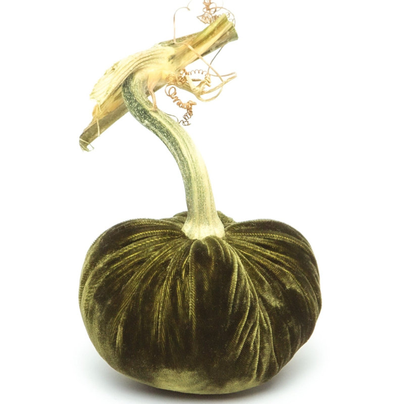 Moss Silk Velvet Pumpkin, 4" H x 2.5" W x 2.5" D