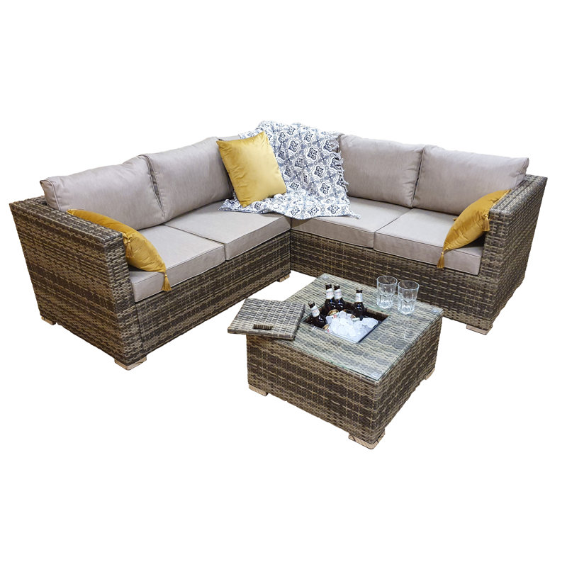 Mumbai 4 - Person Seating Group with Cushions, Beige, Beige