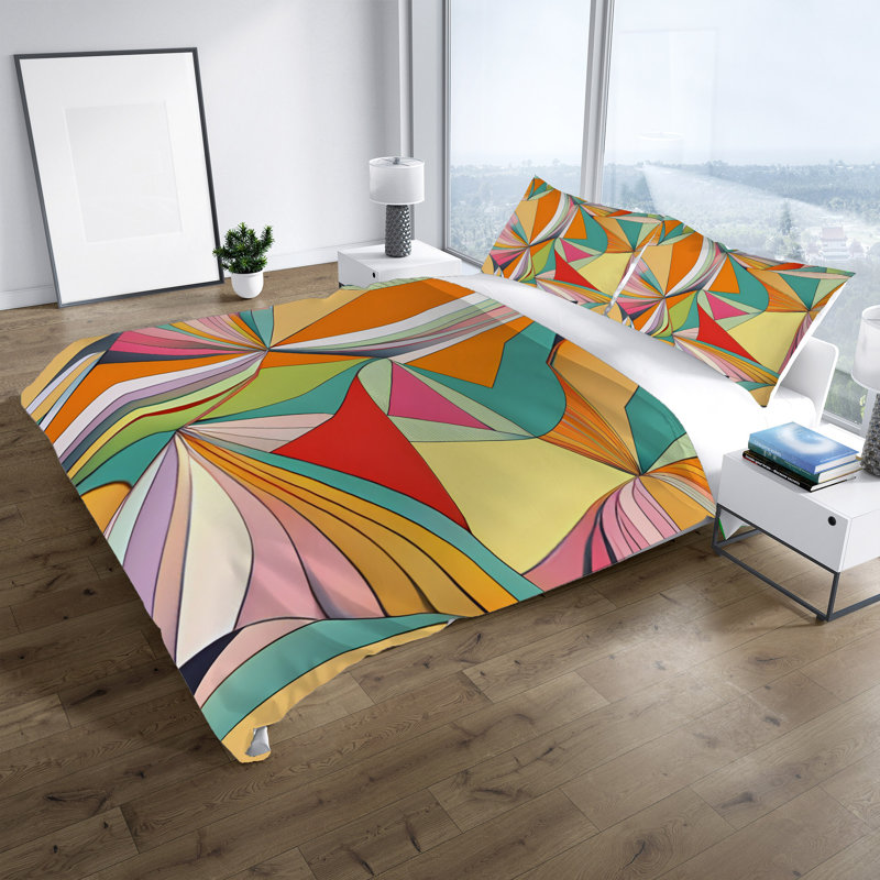 Polyester Abstract Duvet Cover, King Duvet Cover + 2 King Shams
