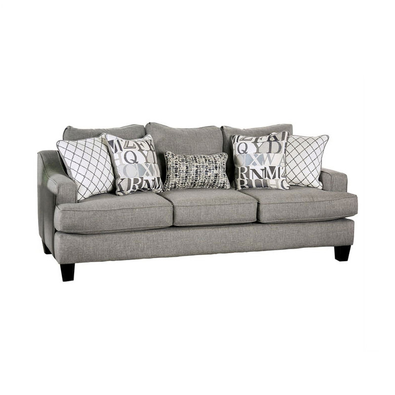 Ensemble de canapé et causeuse 2 pièces Lye avec 9 coussins, tissu à oreilles gris et bleu
