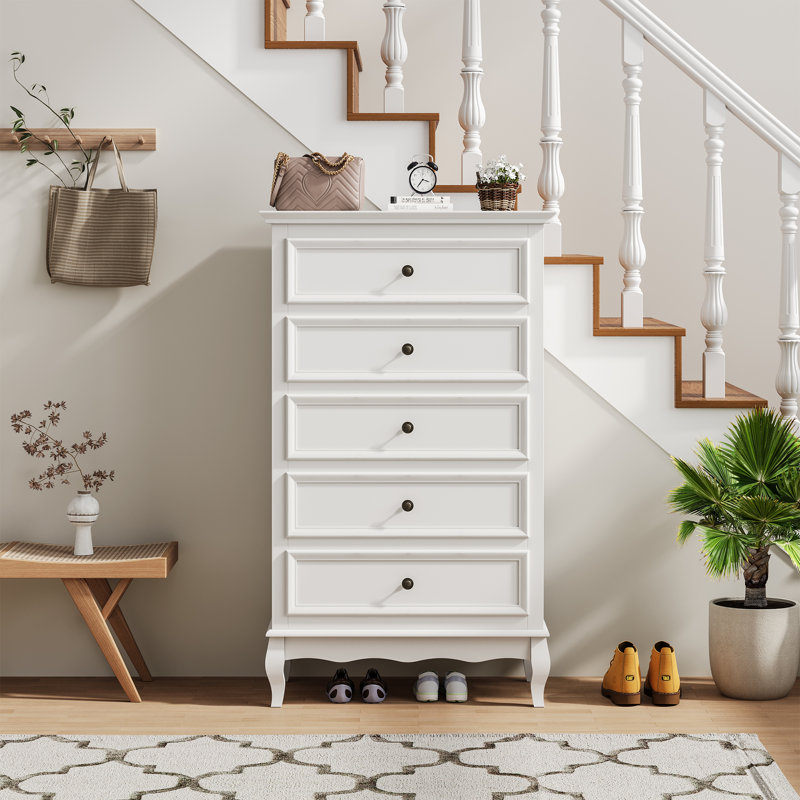 Commode 5 tiroirs H 46 po x l 27,6 po Blane
